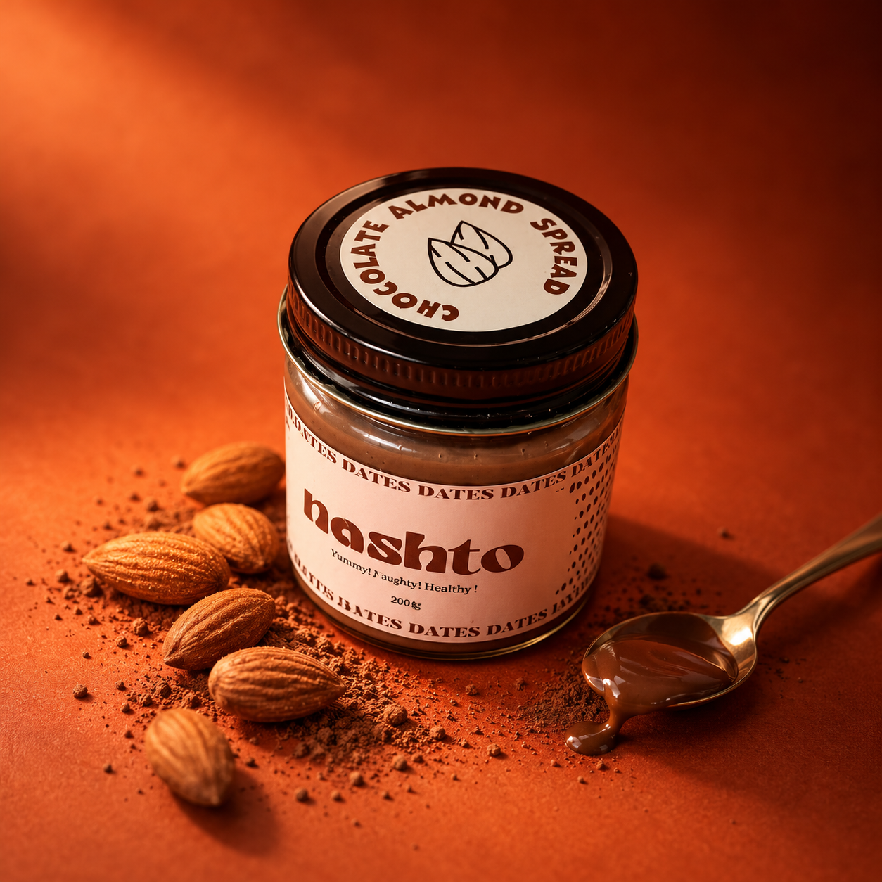 Nashto chocolate almond spread jar